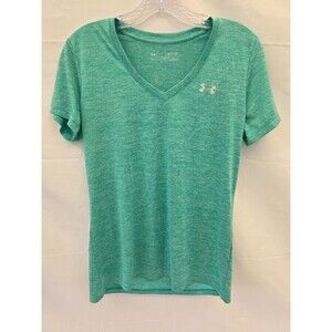 Under Armour Women's S Loose Fit Athletic V-Neck Shirt Heat Gear Teal